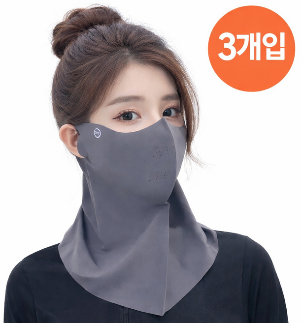 엘리시에 자외선차단 페이스넥 슬림핏 봄 여름 남여공용 KC인증 쿨 마스크, 3개, 다크그레이