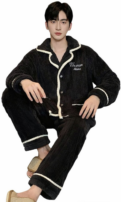 차쿠 겨울 커플 잠옷 상하세트 극세사 도톰 신혼 중년 수면 잠옷세트 엄마 아빠 빅사이즈 중년