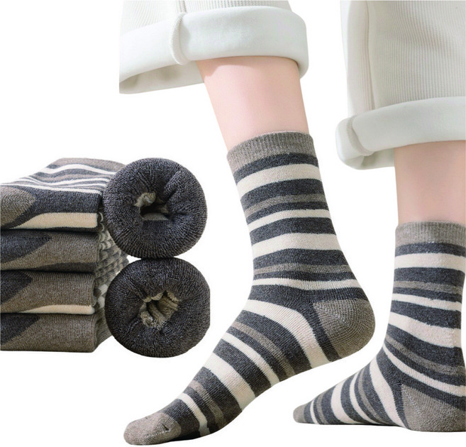 도톰 스트라이프 따뜻한 장목 겨울 여성양말 5켤레세트