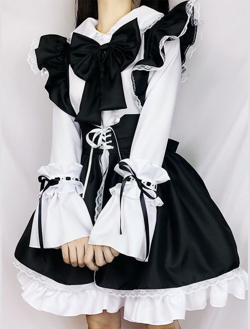 COMIRST 메이드복 귀엽다 Lolita 긴팔 하녀 원피스 FC5405
