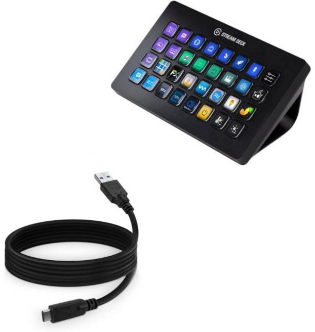 Elgato Stream Deck XL과 호환되는 BoxWave 케이블 - DirectSync USB 3.0 A 3.1 Type C C 충전 및 동기화 6피트 블랙, 1개