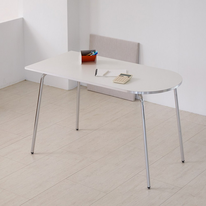 베스트리빙 크롬 반타원 1200 화이트 모던 컴퓨터 책상 카페 테이블