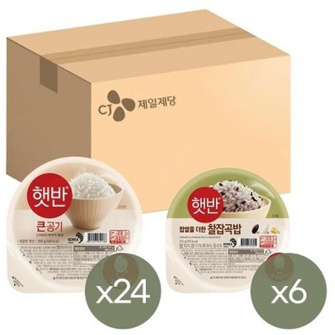 햇반 큰공기 300g x24개+흑미밥 210g x6개, 30개