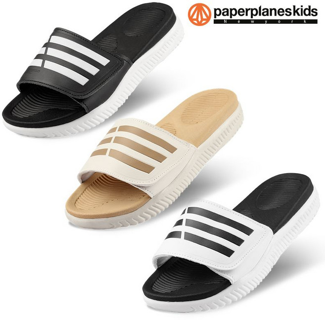 페이퍼플레인키즈 아동 슬리퍼 키즈 신발 유아 어린이 블랙 화이트 샌들 주니어 여아 남아 초등 학생 삼선 찍찍이 벨크로