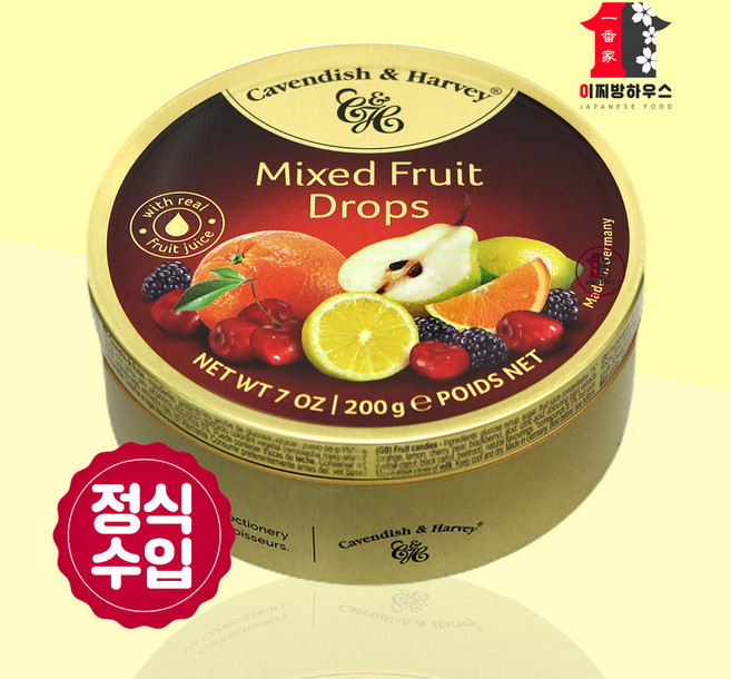캐빈디쉬앤하비 믹스드 후르티 캔디, 200g, 1개