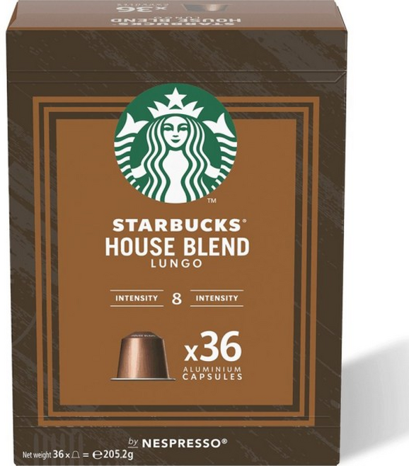 스타벅스 네스프레소 하우스 블렌드 룽고 빅팩 캡슐커피 홈카페 학교 사무실 음료, 1, 1개입