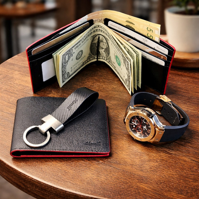 두리공방 반지갑 남성 소가죽 각인 수제 머니클립 미니 슬림