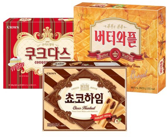 쿠크다스화이트 288g + 초코하임 284g + 버터와플 316g, 없음, 1개