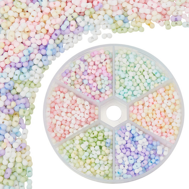 900개 마카롱 색상 불투명 무광 유리 시드 비즈 땅콩 색상 혼합 (6x3x3mm 구멍: 1.2mm), 혼합색