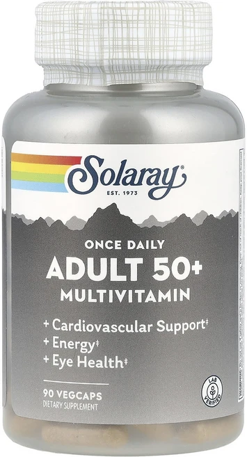 Solaray 50세 이상 성인용 종합비타민 매일 1회 복용 베지 캡슐 90정, Solaray 50세 이상 성인용 종..., 1개 - 쿠팡