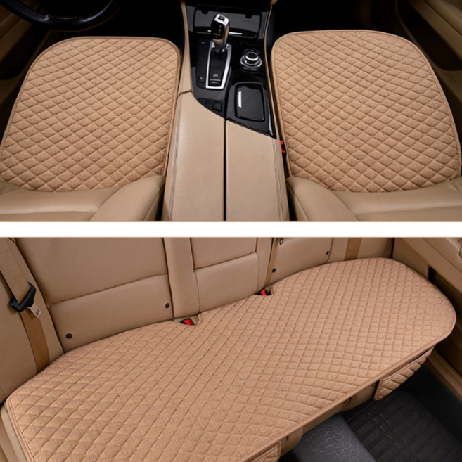 차량용방석 사계절 항균 마소재 이염방지 대형전용 기아 K8 K9 제네시스 G70 G80 G, 1개, 베이지(세트-앞좌석2뒷좌석1)