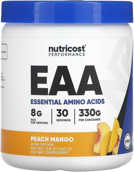 Nutricost 운동 능력 EAA 분말 복숭아 망고 330g(11.8oz), Nutricost운동능력EAA분말복숭아망고330g118, 330g, 1개 - 쿠팡