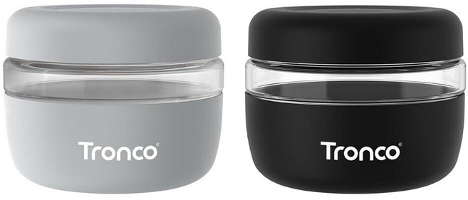 Tronco 뚜껑이 있는 473.2ml(16온스) 유리 식품 보관 용기 밀폐 누출 및 흘림 방지 도시락 그릇 밀프렙 샐러드 요거트 수프 스튜용 전자레인지 식기세척기, 16온스, 그레이/블랙
