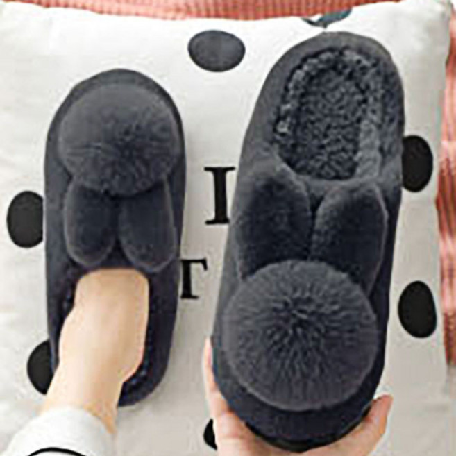 푹신한 기모안감 방울토끼 겨울 실내화 벨벳 슬리퍼 Rabbit