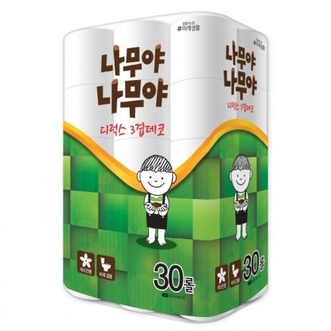 나무야 나무야 3겹 데코 화장지 27MX30롤 미래생활, 30개입, 1개