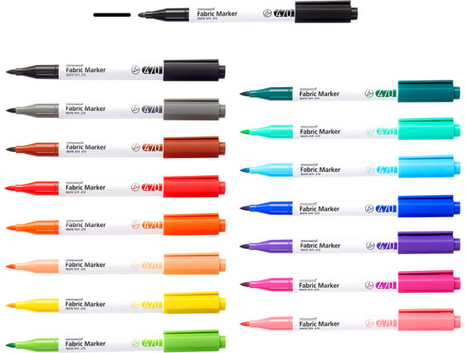 모나미 470 패브릭 마카 1자루 에코백 직물 꾸미기, (블랙 테두리펜), 1개, 1개