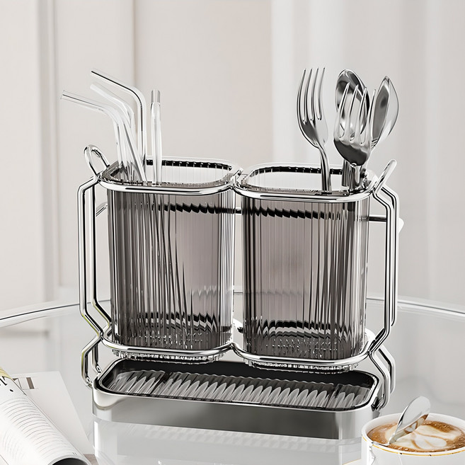 리빙공감 홈즈미 물빠짐 수저통 수저정리함 수저꽂이, 다크그레이, 1개