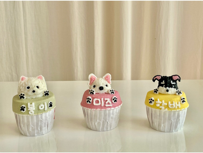 댕댕마을 | 강아지 머핀케이크 반려동물 생일케이크 입체케이크, 입체X, 오리고기, 1개