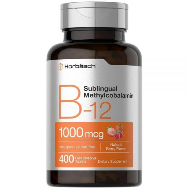 Horbaach 비타민 B12 1000mcg 설하 | 빠른 용해 태블릿 400정 | 여성 및 남성용 메틸코발라민 보충제 | 베리 맛 | 비건 GMO 프리 글루텐 프리, 1개, 0.9964910330392066 - 쿠팡