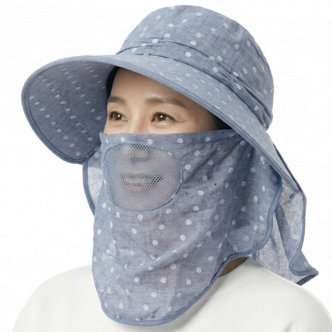 베이직엠 여성 여름모자 썬캡 땡땡이 그늘막 햇빛가리개