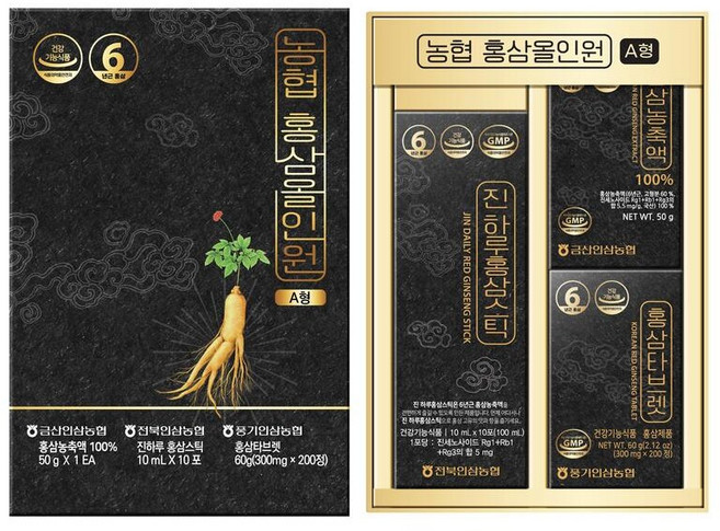 [금산인삼농협] 홍삼올인원 A형 6년근 농축액1개+ 홍삼절편1개+농축액스틱 1개, 1개