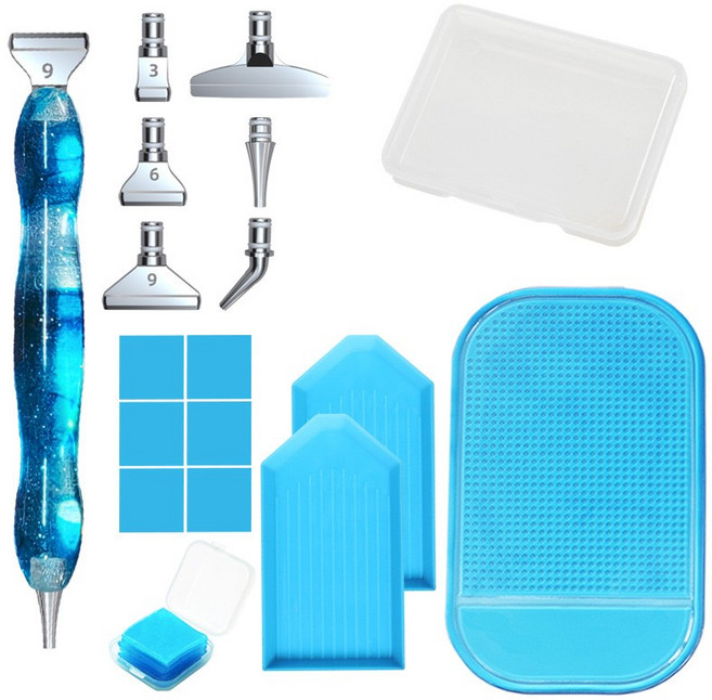 보석십자수 고급펜 세트 드 부자재 취미 작업도구 파란색 1개 DIY 고급형 보석십자수 펜세트 도구 보석십자수 도구 포인트 펜세트, 1세트, 블루복