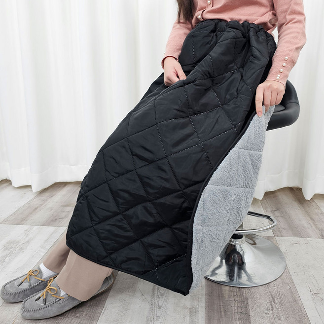 야외 치마형 패딩담요 캠핑 허리 벨트형 무릎담요, 200개, 블랙