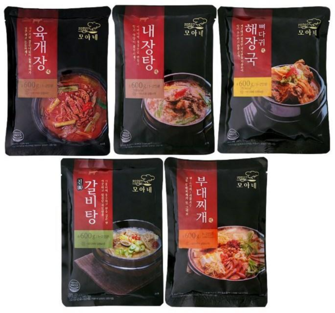 다모아 탕세트 (육개장 내장탕 갈비탕 뼈해장국 부대찌개) 간편요리세트, 5개, 600g