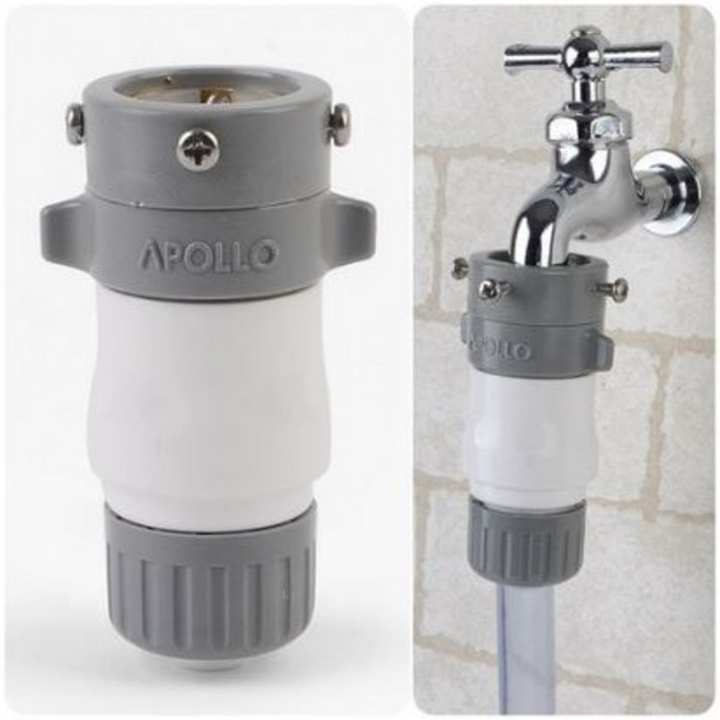 원터치 수도 꼭지 물 호스 연결 캡 커넥터 수전 연장 부속 부품 베란다 야외 실내 실외 세탁실 세탁기 마당 정원 화단 텃밭 청소 세척 개수대 연결기 용품 도구 기구 세면대 탭, 1개