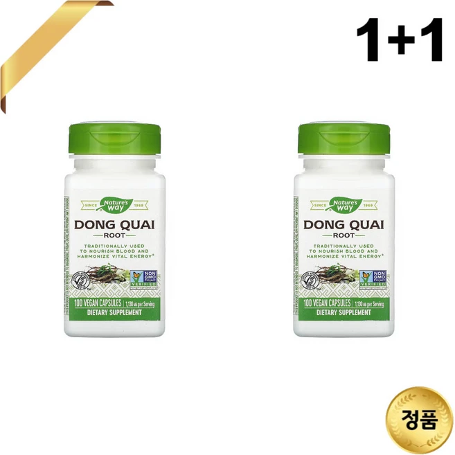 1+1 네이처스웨이 당귀 뿌리 추출물 565mg 100 베지캡슐 비건 안젤리카 글루텐프리, 2팩, 100정 - 쿠팡