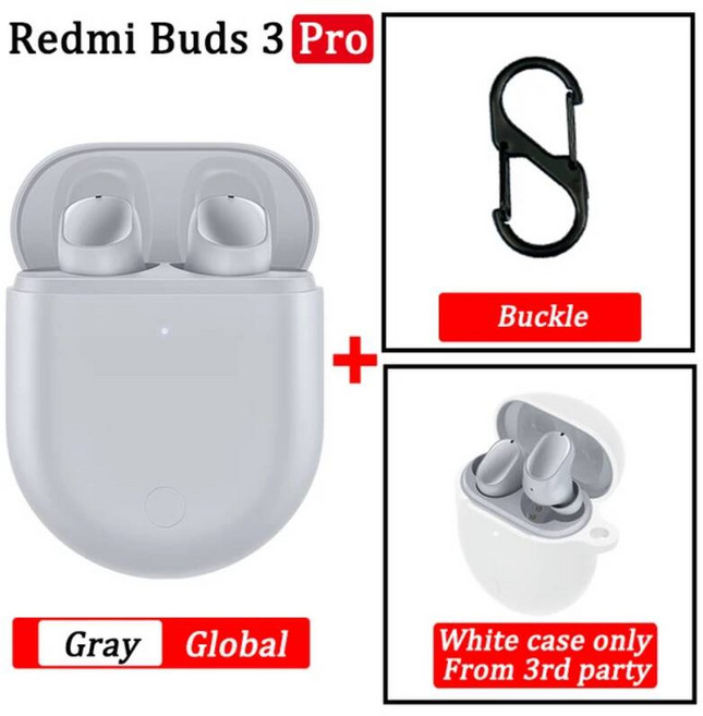 골전도 블루투스 무선 이어폰 샤오미-레드미 버즈 3 프로 에어닷 TWS 레드미 ANC IPX4 K40 노트 10 프로용, GREY n white GL, 1개