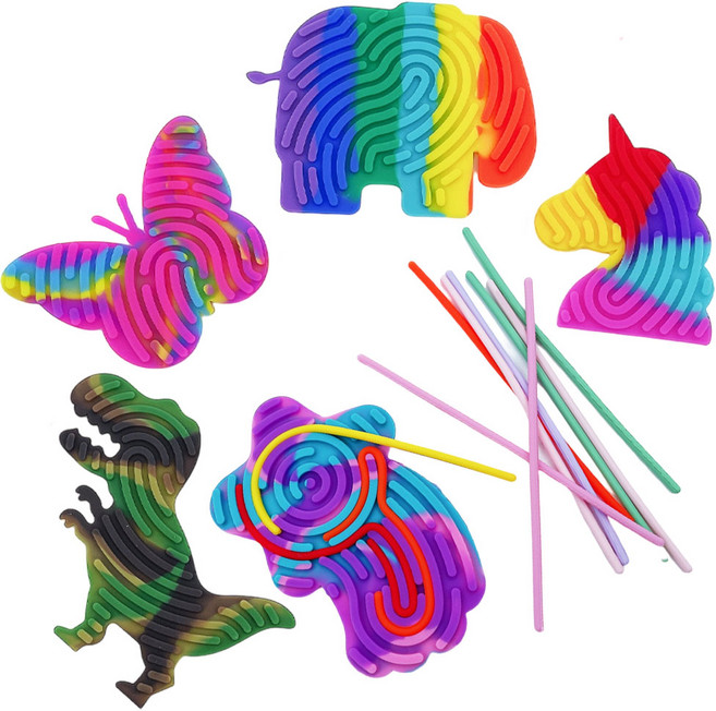 스트링 아트 팝잇 실리콘 피젯토이 푸시팝 푸쉬팝 집중력 소근육발달 스트레스 해소, 유니콘+코끼리+나비+공룡+별똥별, 1개