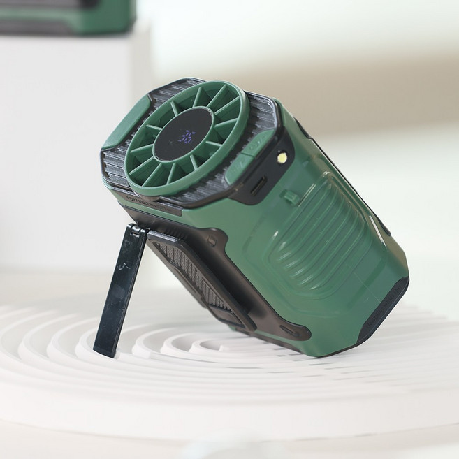 아토만 미니 무선 목걸이 휴대용 냉각선풍기 태풍기, 그린+그린
