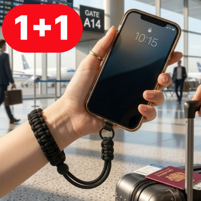 모노리움 핸드폰 도난방지 스트랩 유럽 여행용 필수템, 2개, 다크블랙