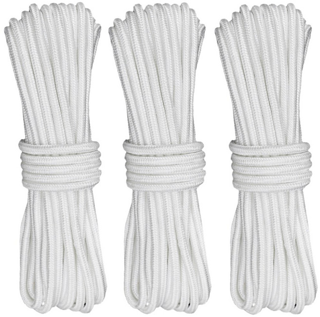 본라이프 천정 건조대줄 교체용끈 다용도줄 빨래건조대줄 베란다 빨래줄 밧줄 노끈 건조줄 캠핑 다용도로프, 백색, 5m, 3개