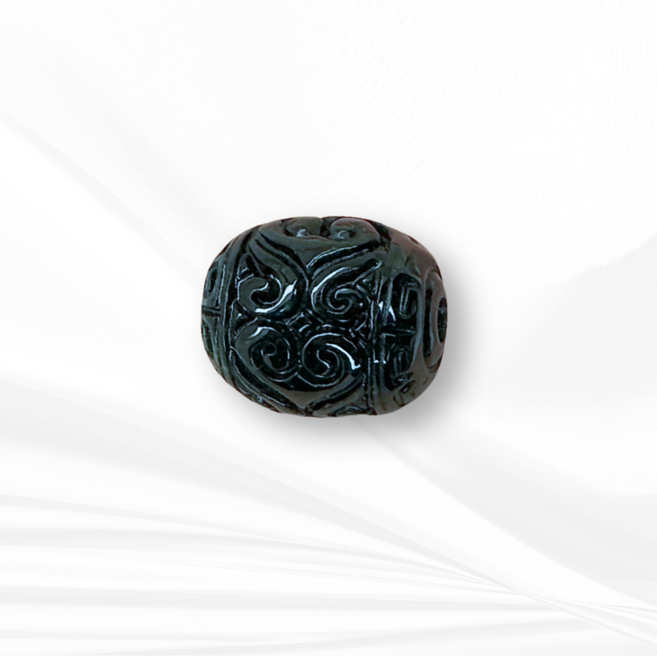 台南楊先生 翡翠如意回紋 墨翠桶珠 附台灣A貨證書