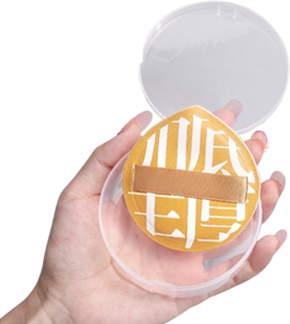 雲朵棉花糖粉撲 乾濕兩用 加大加厚 盒裝贈收納盒, 1個, （收納盒裝）, 檸檬黃