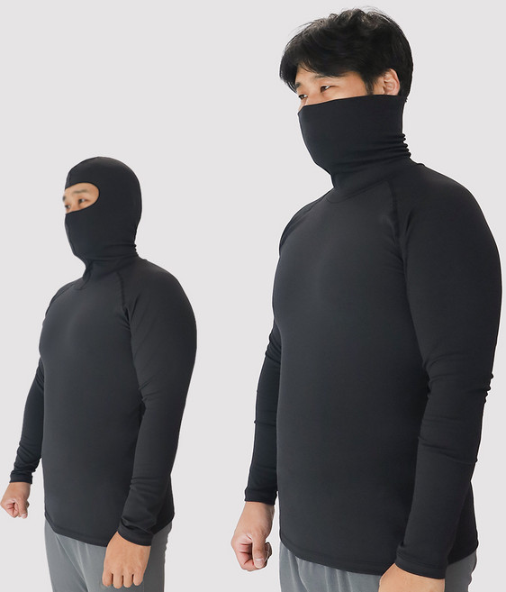 엑스프린 기능성 기모 터틀렉 안면 마스크 언더레이어 긴팔 상의 이너웨어