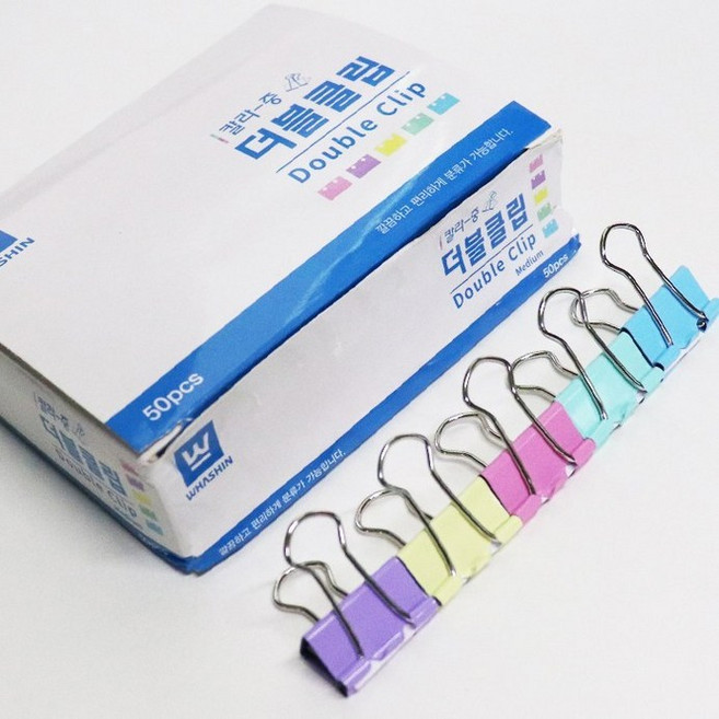 화신/칼라더블크립 중 50개입/클립 집게, 1개, 50개입, 소
