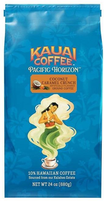 Kauai COF 오브fee 카우아이 커피 그라운드 바닐라 마카다미아 너트 맛 하와이 최대 재배자의 10% 하와이안 커피 대담하고 풍부한 블렌드 680.4g(24온스), Decaf Medium Roast, 24 Ounce (Pack of 1), 680.4g, 1