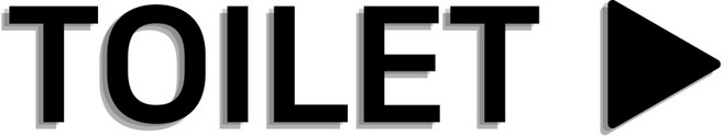 [1분설치] 스튜디오투명 화장실 표지판 검정색, TOILET 삼각형 화살표, 1개