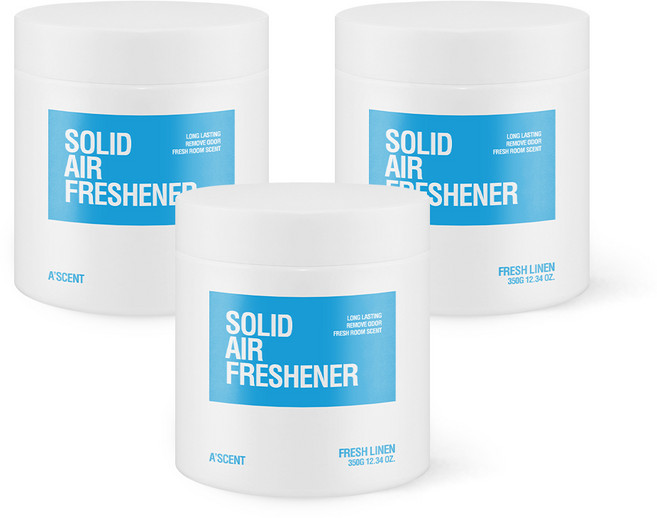 에이센트 고체 탈취제 프레쉬린넨, 3개, 350g