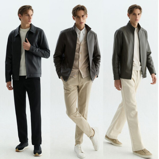 헤스티지 26SS 남성 램스킨 비즈 하이넥자켓