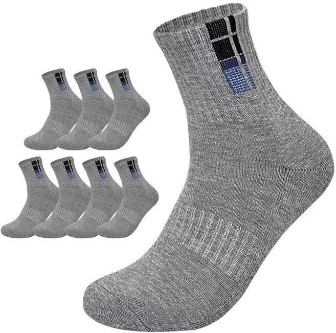 프레리 8족 골프쿠션 중목 스포츠양말, 그레이, 8개
