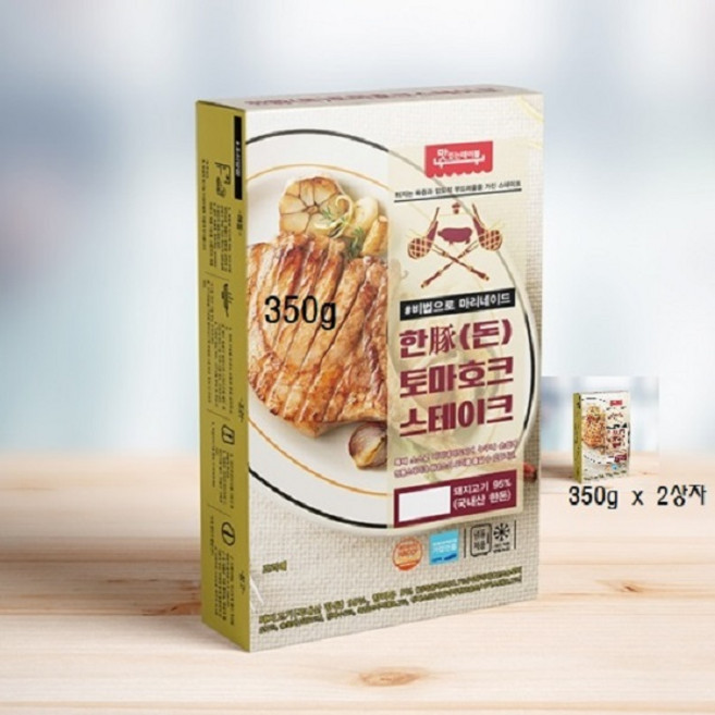 [익스페이몰] 한돈 돼지 갈비 토마호크 스테이크 (마리네이드 즉석조리 돼지고기 특선) 700g/350g x2세트, 2개