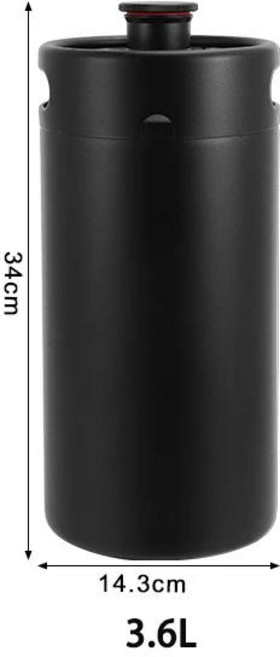 생통 미니 케그 싱글 월 재배기 리필 가능 휴대용 공예 음료 콤부차 니트로 커피 셀처 2L 3.6L 4L 5L SS304, [05] 생맥주통 3.6L Black, 1개