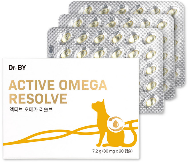 닥터바이 고양이 오메가-3 액티브 오메가 리솔브 구강 피부 호흡기 영양제 캡슐, 1개, 오메가3, 90정
