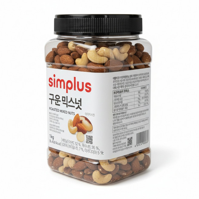 구운 믹스넛 1kg 아몬드 캐슈넛 브라질넛 마카다미아 구운 믹스넛, 1개