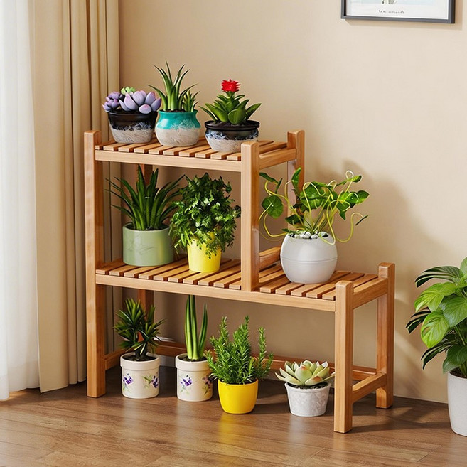 2단 원목 화분대 심플