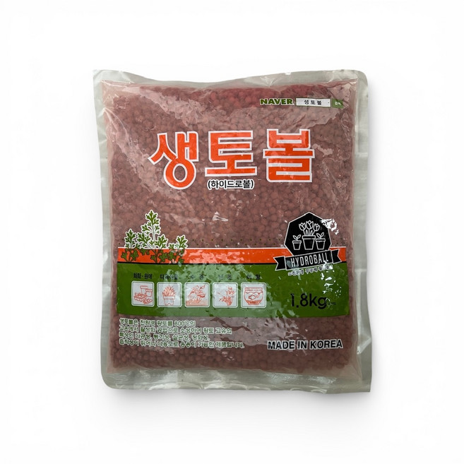 바른화분 국산 황토볼 하이드로볼 1.8kg (화분 어항 장식 여과재), 1개